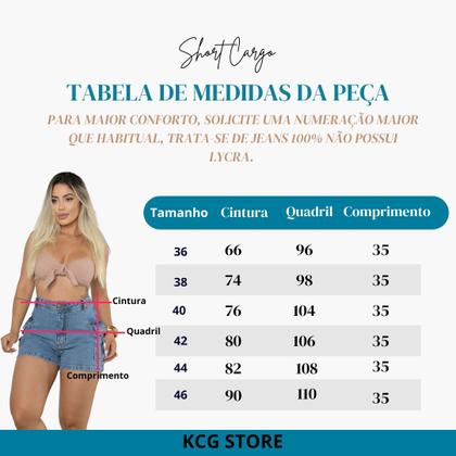 Imagem de Short Cargo Jeans Feminino Cintura Alta