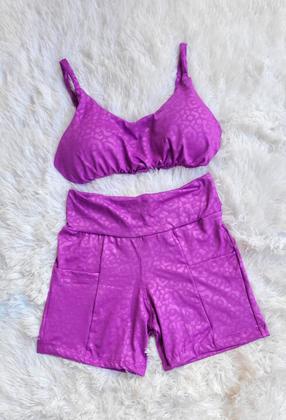 Imagem de Short Com Bolso e Top com bojo Conjunto Academia Fitness