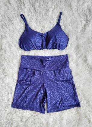 Imagem de Short Com Bolso e Top com bojo Conjunto Academia Fitness