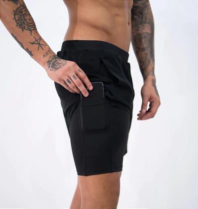 Imagem de Short Curto com Lycra 2 em 1 Preto para Atividades Físicas