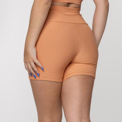 Imagem de Short Curto Fitness Feminino Canelado Poliamida Cintura Alta
