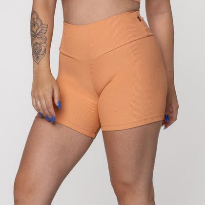 Imagem de Short Curto Fitness Feminino Canelado Poliamida Cintura Alta