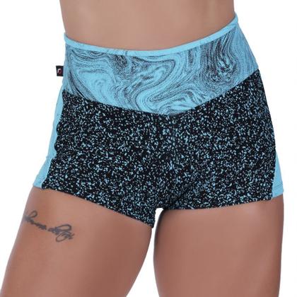Imagem de Short Curto Fitness Feminino Recortes Poliamida Cós Alto Orbis Azul