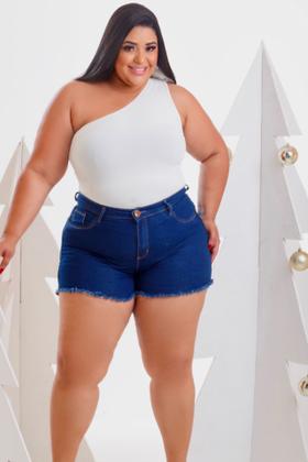 Imagem de Short Curto Jeans Feminino Plus Size com Elastano do 44 ao 54