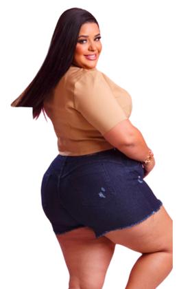 Imagem de Short Curto Jeans Feminino Plus Size com Elastano do 44 ao 54