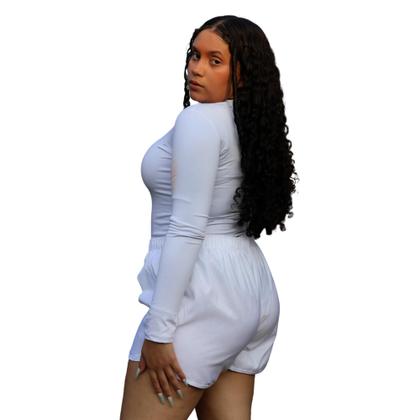 Imagem de Short Curto Leve Com Cordão E Elástico Na Cintura Esportivo E Lazer Tecido Tactel Plus Size - Branco