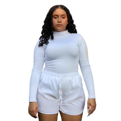 Imagem de Short Curto Leve Com Cordão E Elástico Na Cintura Esportivo E Lazer Tecido Tactel Plus Size - Branco