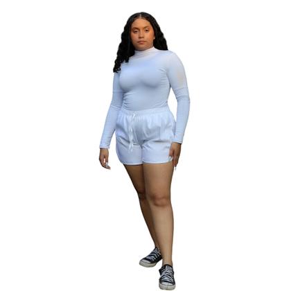 Imagem de Short Curto Leve Com Cordão E Elástico Na Cintura Esportivo E Lazer Tecido Tactel Plus Size - Branco