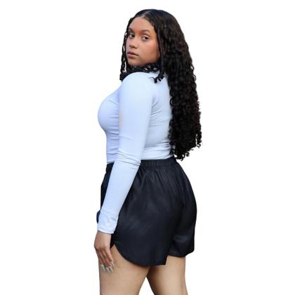 Imagem de Short Curto Leve Com Cordão E Elástico Na Cintura Esportivo E Lazer Tecido Tactel Plus Size - Preto