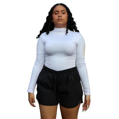 Imagem de Short Curto Leve Com Cordão E Elástico Na Cintura Esportivo E Lazer Tecido Tactel Plus Size - Preto