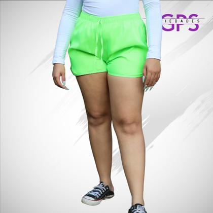 Imagem de Short Curto Leve Com Cordão E Elástico Na Cintura Esportivo E Lazer Tecido Tactel Plus Size - Verde