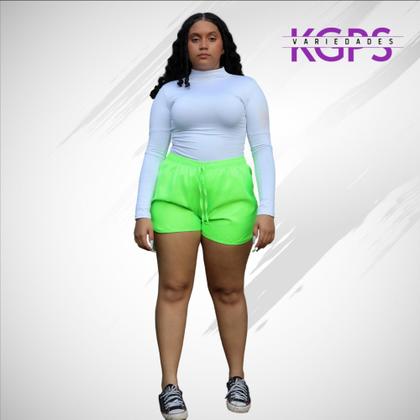 Imagem de Short Curto Leve Com Cordão E Elástico Na Cintura Esportivo E Lazer Tecido Tactel Plus Size - Verde