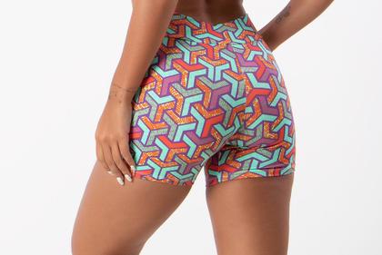 Imagem de Short De Academia Legging Suplex Estampado Feminino Cintura Alta
