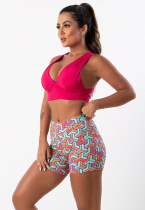 Imagem de Short De Academia Legging Suplex Estampado Feminino Cintura Alta