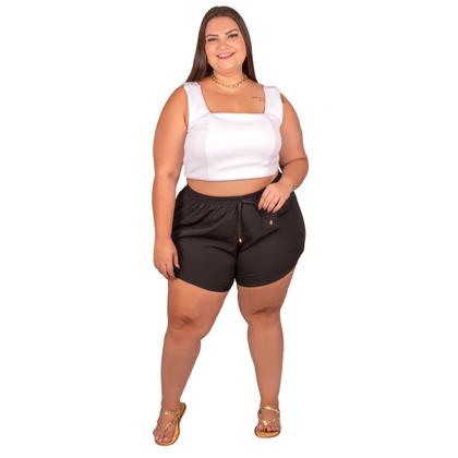 Imagem de Short de Banho Shortinho Plus Size Feminino Bermuda  Tactel C/Elastano Saída de Praia G5 E G6 Costuras Reforçadas Kit 2
