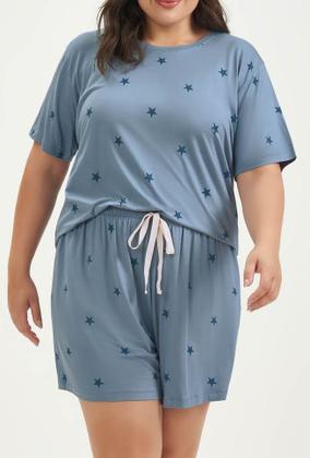 Imagem de Short Doll Manga Curta Viscolycra Plus Size Cor Com Amor