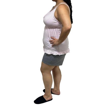 Imagem de Short Doll Plus Size Gestante Alcinha com Botões Maternidade Linda Gestante