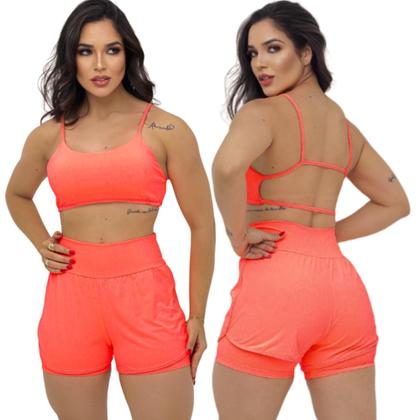 Imagem de Short Duplo Fitness Academia Feminino Short Treino Caminhada Ginastica Roupa de yoga