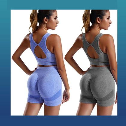 Imagem de Short E Top Fitness exercício funcional Aumenta Levanta Empina Bumbum Para Academia Treino Corrida