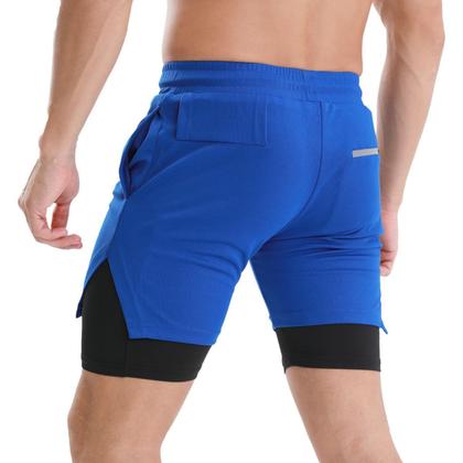 Imagem de Short Esportivo Masculino com Bolso Oculto para Celular Bermuda Térmica com Compressão Calção de Academia Corrida