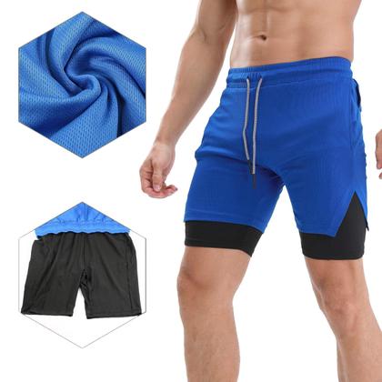 Imagem de Short Esportivo Masculino com Bolso Oculto para Celular Bermuda Térmica com Compressão Calção de Academia Corrida