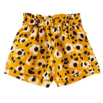 Imagem de Short Fábula Flor Onça Mostarda Acinturado Verão