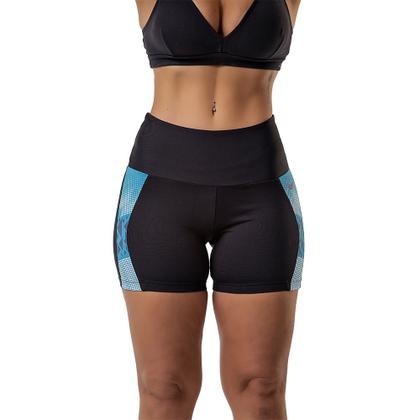 Imagem de Short Feminino Fitness Fit Para Academia Corrida Dança Modelo Estampado Com Proteção UV50+