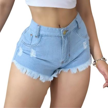 Imagem de Short Feminino Jeans Curto Azul Claro