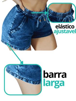 Imagem de Short Feminino Jeans Elastico Blogueira Cintura Alta