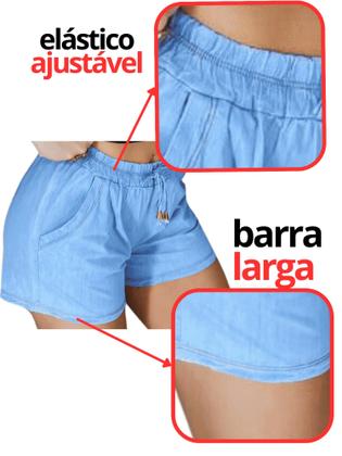 Imagem de Short Feminino Jeans Elastico Blogueira Cintura Alta