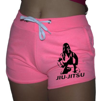 Imagem de Short Feminino Jiu Jitsu Bermuda Moletinho Academia  Praia Musculação Caminhada