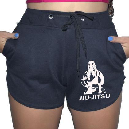 Imagem de Short Feminino Jiu Jitsu Bermuda Moletinho Academia  Praia Musculação Caminhada