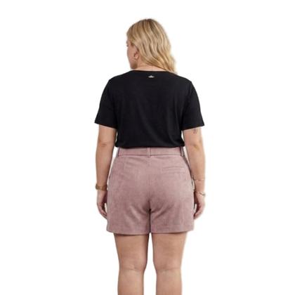 Imagem de Short Feminino Plus Size Veludo Cotelê Forrado com Cinto Fivela  Elegante e Confortável