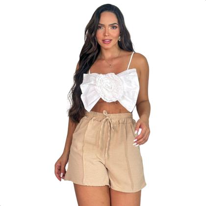 Imagem de Short Feminino Soltinho Com Elastico e Bolso Cintura Alta
