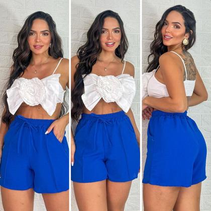 Imagem de Short Feminino Soltinho Com Elastico e Bolso Cintura Alta