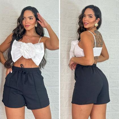 Imagem de Short Feminino Soltinho Com Elastico e Bolso Cintura Alta