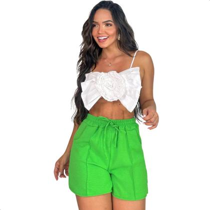 Imagem de Short Feminino Soltinho Com Elastico e Bolso Cintura Alta