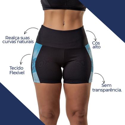Imagem de Short Fitness Fit Esportivo Treino  Estampado Com Proteção UV50+ Com Tamanhos Plus Size