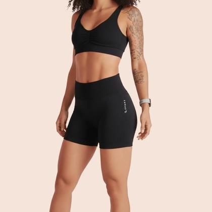 Imagem de Short Fitness Lupo LSport Levanta Bumbum Compressão Cós Alto Sem Costura Preto Academia Treino