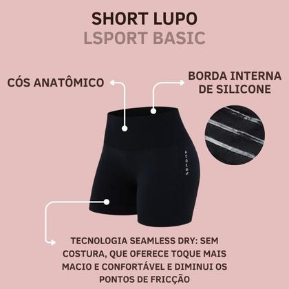 Imagem de Short Fitness Lupo LSport Levanta Bumbum Compressão Cós Alto Sem Costura Preto Academia Treino