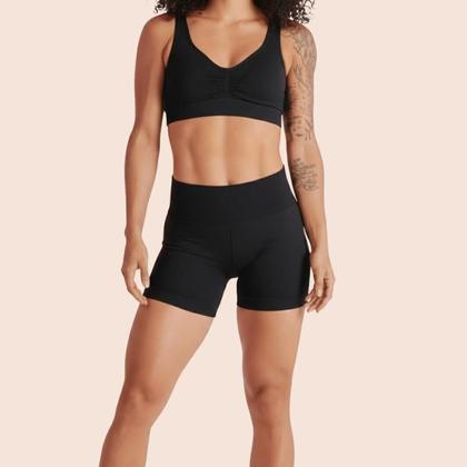 Imagem de Short Fitness Lupo LSport Levanta Bumbum Compressão Cós Alto Sem Costura Preto Academia Treino