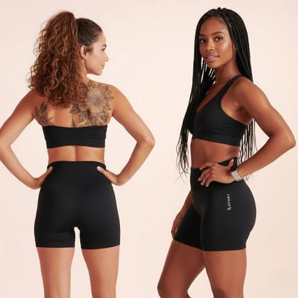 Imagem de Short Fitness Lupo LSport Levanta Bumbum Compressão Cós Alto Sem Costura Preto Academia Treino