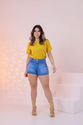 Imagem de Short Jeans Cintura Alta Feminino Slim e Plus Size  