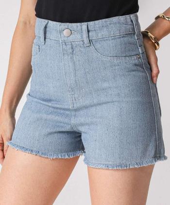Imagem de Short Jeans Feminino Cintura Alta Barra Desfiada Azul-87031