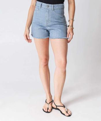 Imagem de Short Jeans Feminino Cintura Alta Barra Desfiada Azul-87031