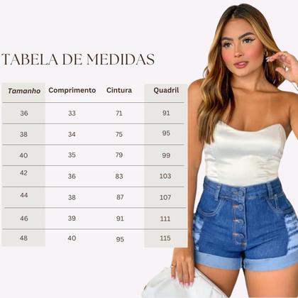 Imagem de Short jeans Feminino Cintura Alta Bermuda Jeans Feminina