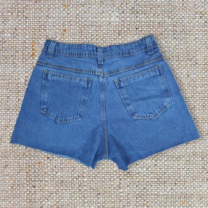 Imagem de Short Jeans Feminino Cintura Alta Com Pedrarias Bilhantes Coloridas e Barra Corte a Laser 100 Jeans Sem Lycra 38 ao 44