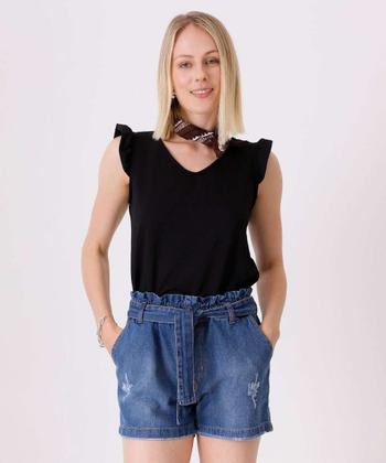 Imagem de Short Jeans Feminino Clochard Cintura Alta Puídos-04043