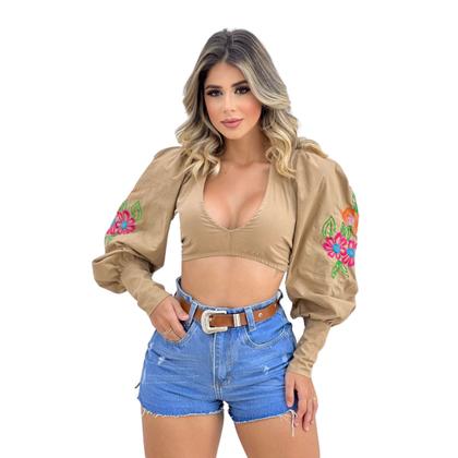 Imagem de Short Jeans Feminino Com Cinto Cintura Alta Barra Fio