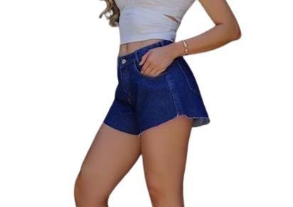 Imagem de Short Jeans Feminino Godê Estilo Blogueira Diversos Tecidos Excelente Caiemento C38